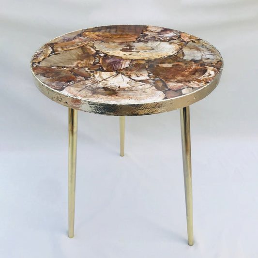 Petrified Wood Agate Round Edge Side/Coffee Table