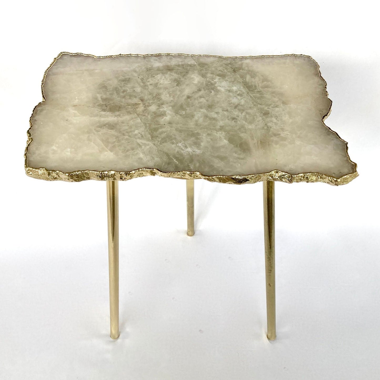 White Agate/Crystal/Gemstone/Quartz Organic Edge Side/Drink/Coffee Table