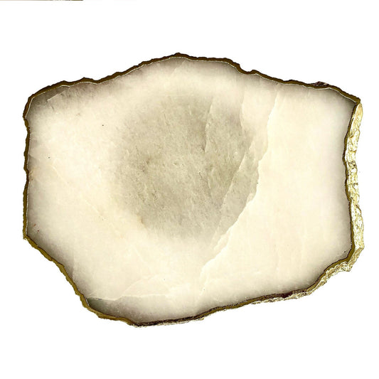 Small White Agate/Single Piece/Crystal/Gemstone/Quartz Organic Edge Side/Drink/Table
