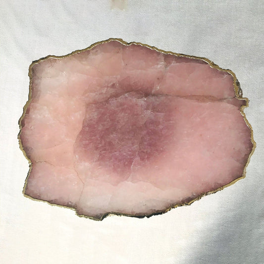 Ágata de cuarzo rosa pequeña/Pieza única/Cristal/Piedra preciosa/Cuarzo orgánico con borde lateral/Bebida/Mesa