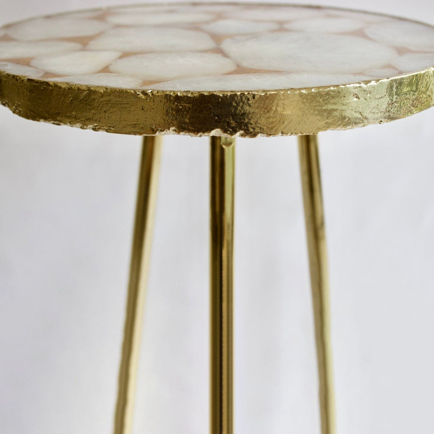 Gold Sparkle Infused White Agate Round Coffee/Side Table