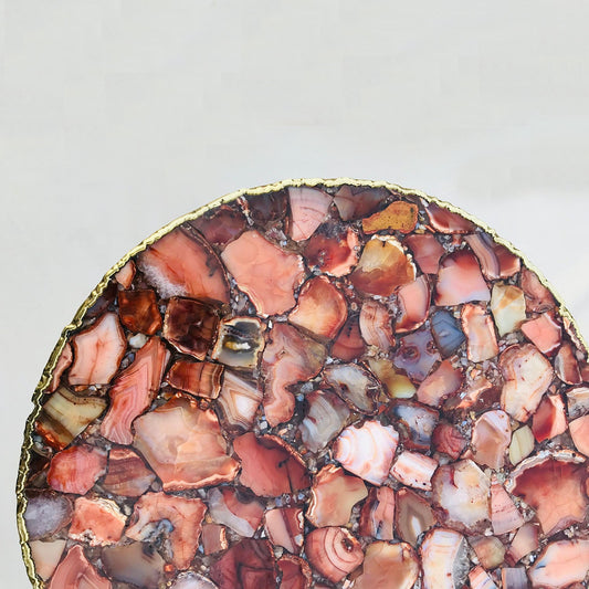 Red Agate Round Edge Side/Coffee Table