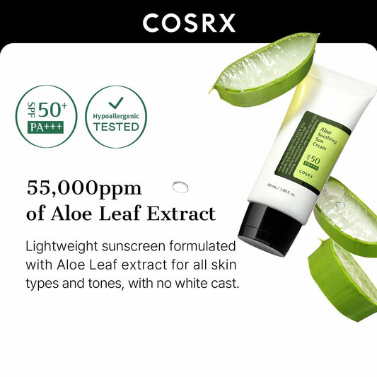 Crema solar facial Cosrx ALOE CALMANTE FPS 50+ 50 ml