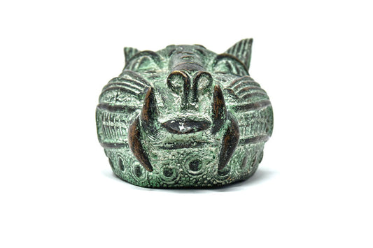 Large Benin Bronze Leopard Head-1