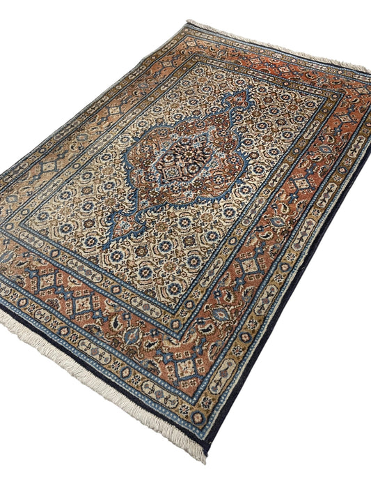 Moud Persian Vintage Hand Knotted Wool Rug - 120 x 80 cm