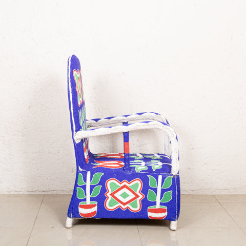Yoruba Beaded Arm Chair Set of 2 | Blue-4