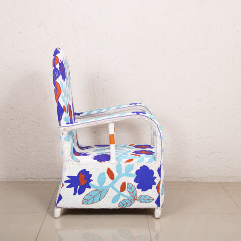 Yoruba Beaded Arm Chair Set of 2 | Blue Flowers