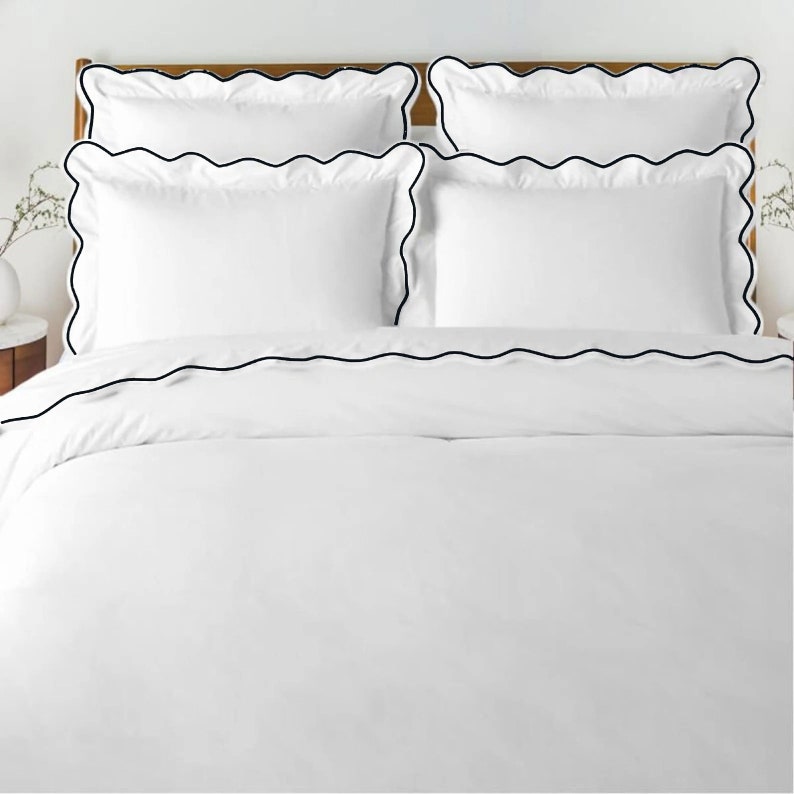 Waves - Linen Cotton Embroidered Edge Duvet Cover Sets