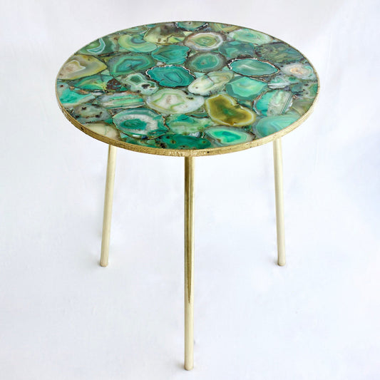 Light Green Agate Round Coffee/Side Table