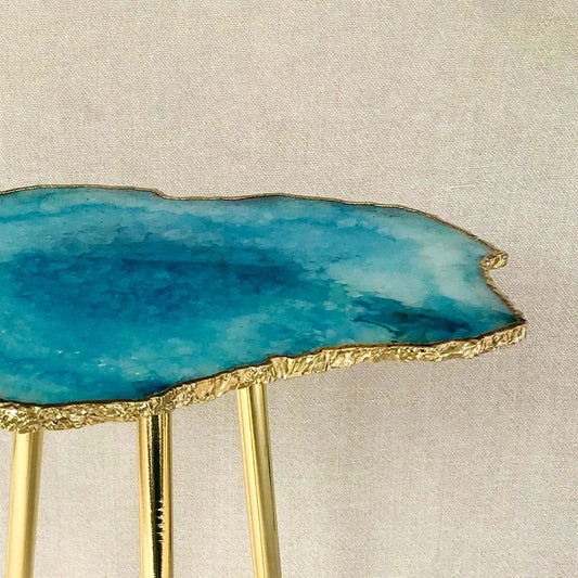 Small Blue Agate/Single Piece/Crystal/Gemstone/Quartz Organic Edge Side/Drink/Table