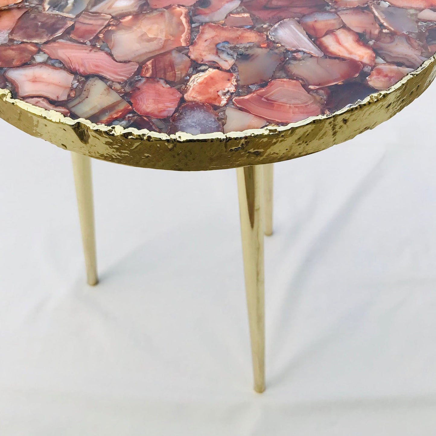 Red Agate Round Edge Side/Coffee Table