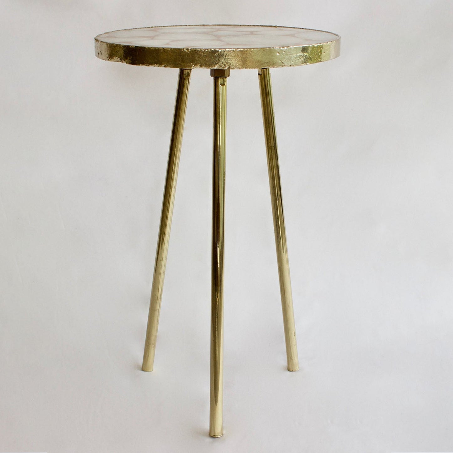 Gold Sparkle Infused White Agate Round Coffee/Side Table