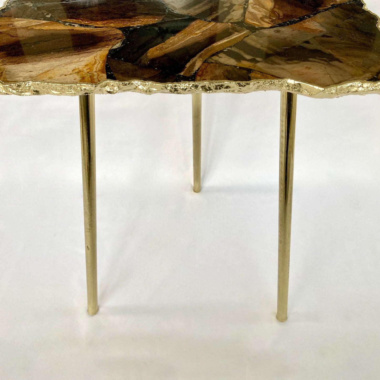 Brown Agate/Crystal/Gemstone/Quartz Organic Edge Side/Drink/Coffee Table