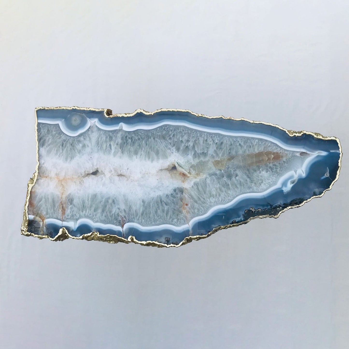 Large Grey Agate Single Piece Quartz/Gemstone/Crystal/Stone Organic Edge Side/Coffee Table-2