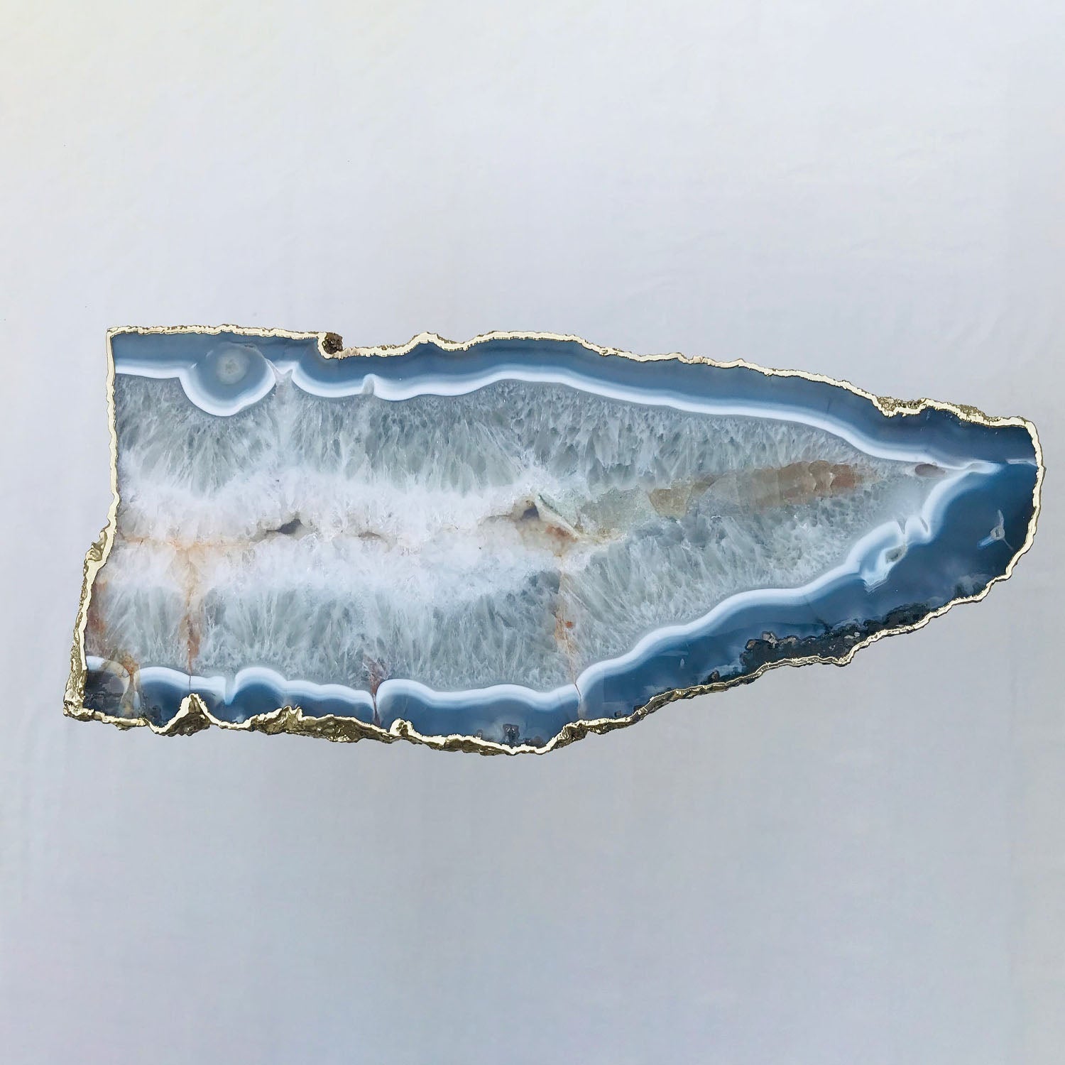 Large Grey Agate Single Piece Quartz/Gemstone/Crystal/Stone Organic Edge Side/Coffee Table-2