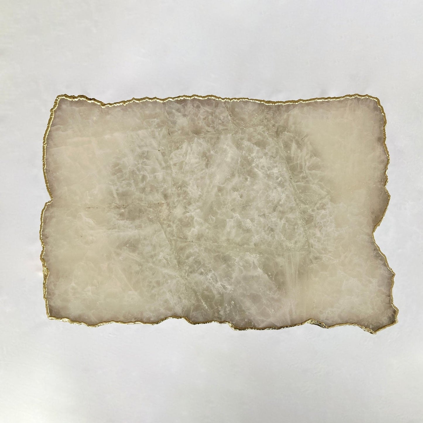 Table d'appoint/de bar/basse en agate blanche/cristal/pierre précieuse/quartz à bord organique