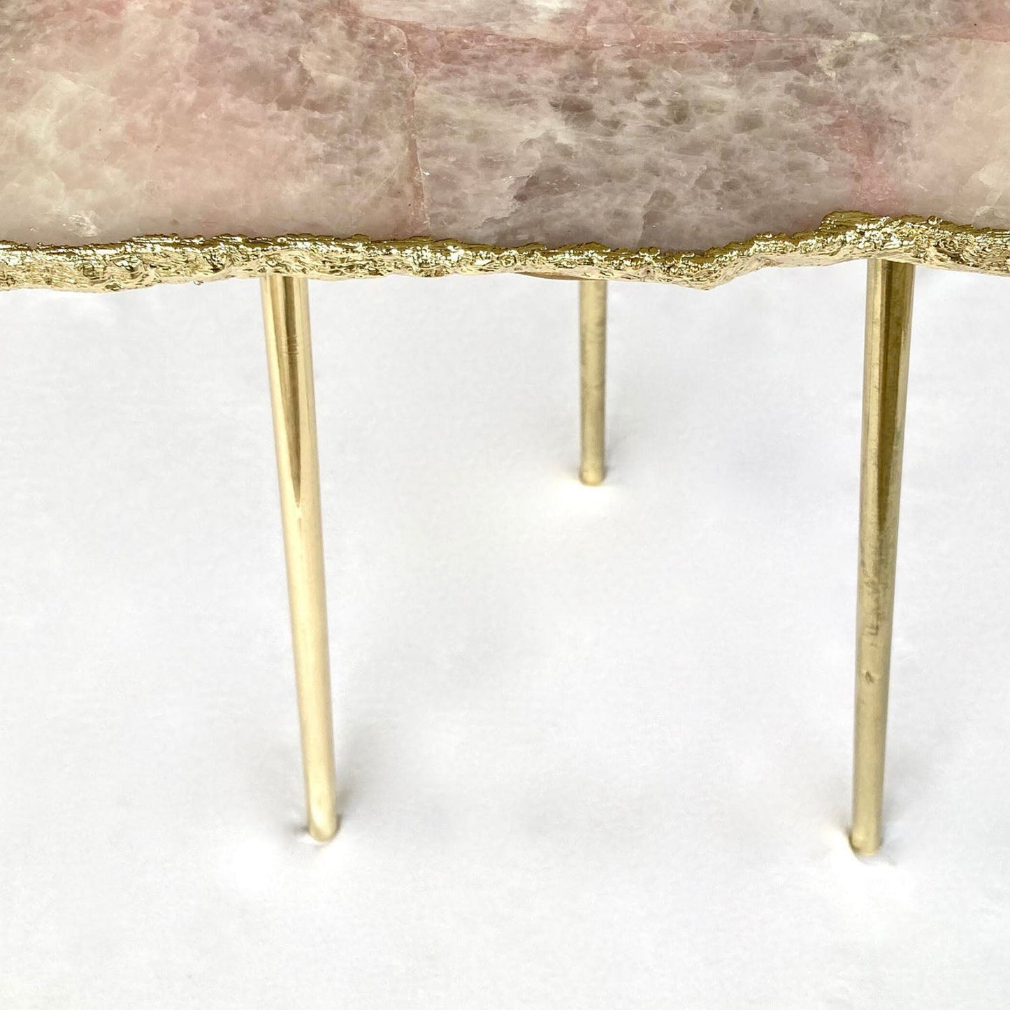 Rose Quartz Agate/Crystal/Gemstone/Quartz Organic Edge Side/Drink/Coffee Table