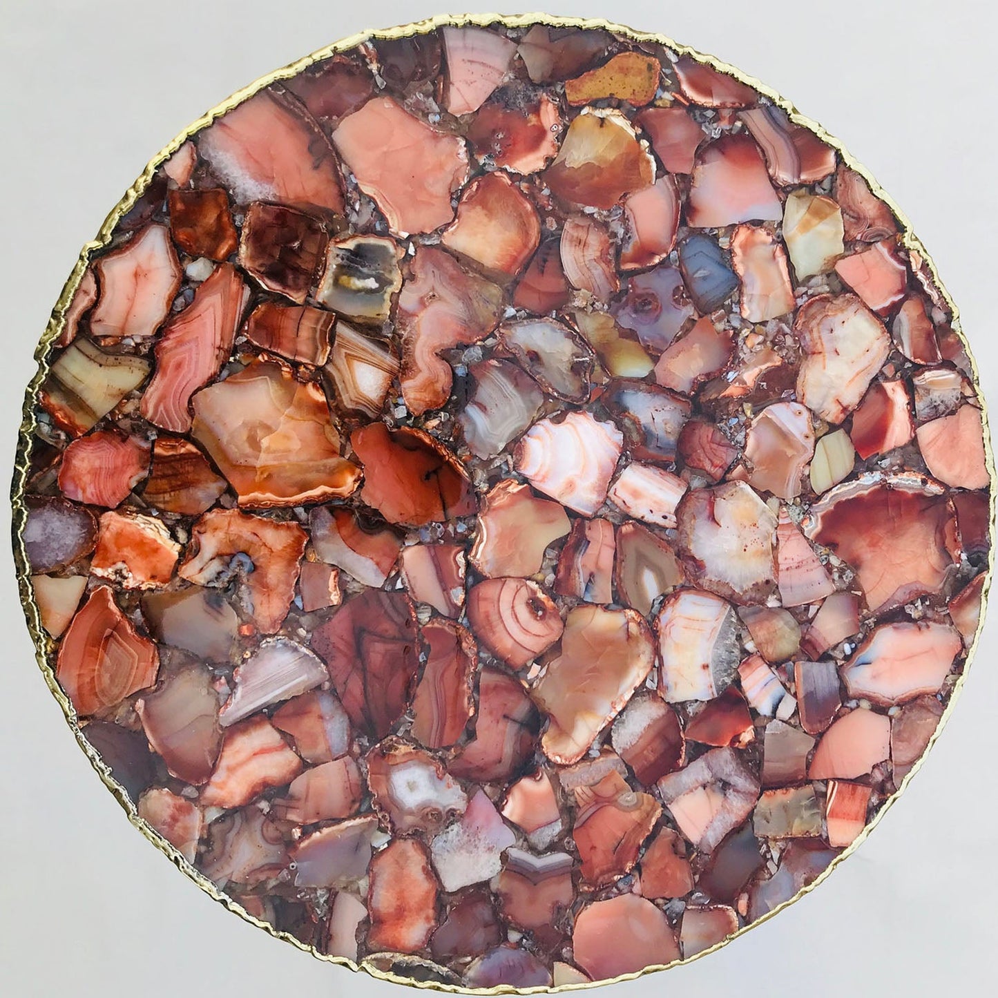 Red Agate Round Edge Side/Coffee Table