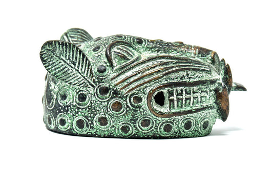 Large Benin Bronze Leopard Head-0