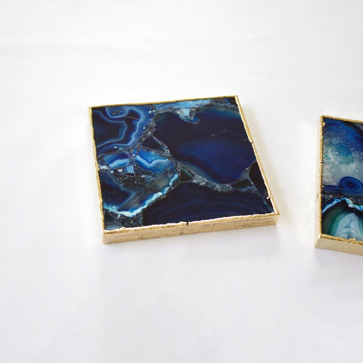 Ágata Azul - Juego de 4 posavasos cuadrados grandes | Momentos Personalizados