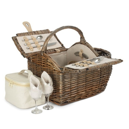Boat Shaped Fitted Wicker Picnic Basket