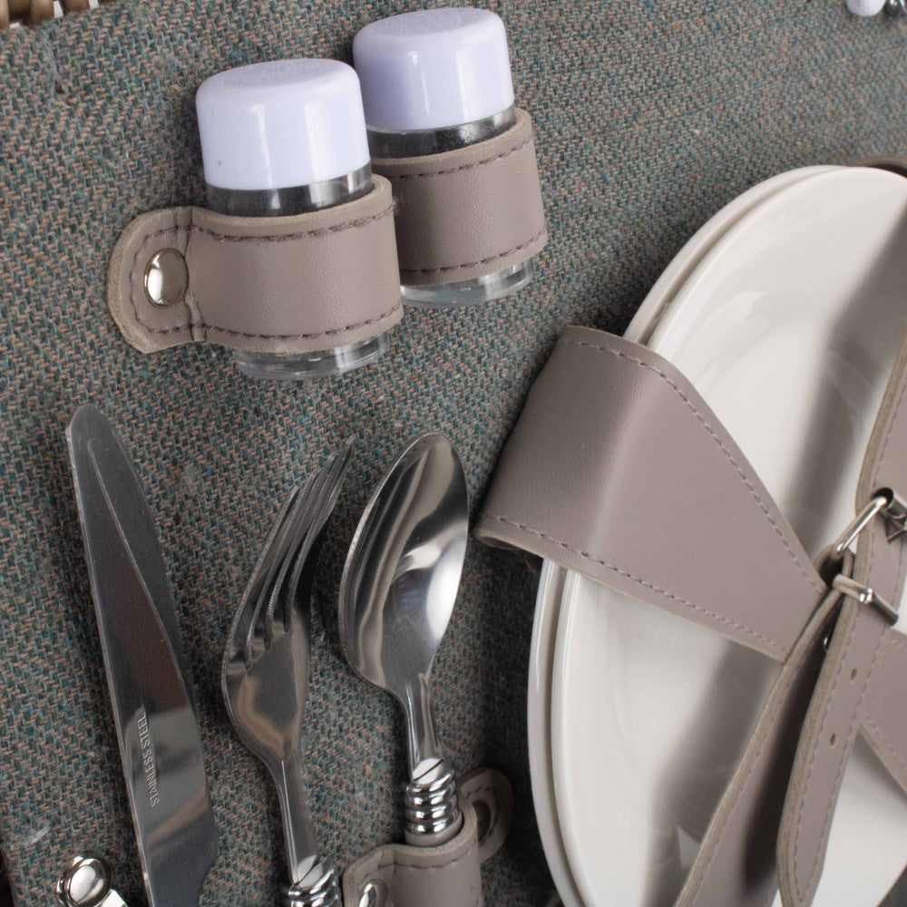 Panier de pique-nique ajusté en tweed gris