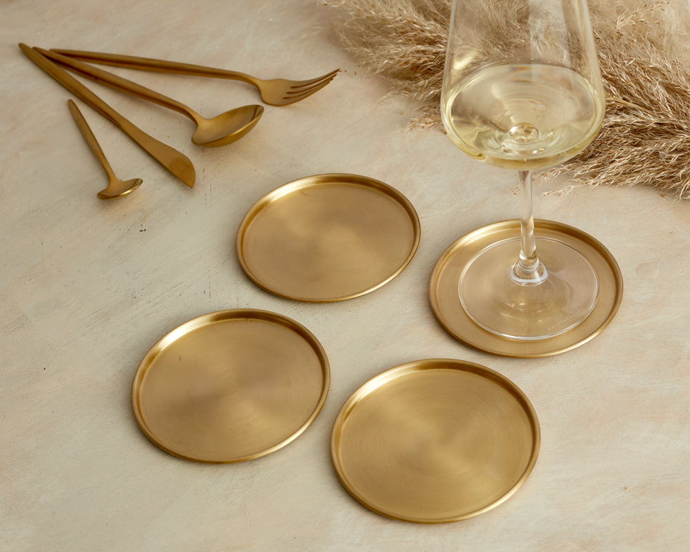 Indira Brass Coasters - Set of 4-0