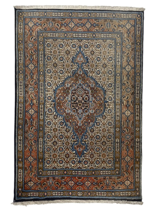 Moud Persian Vintage Hand Knotted Wool Rug - 120 x 80 cm