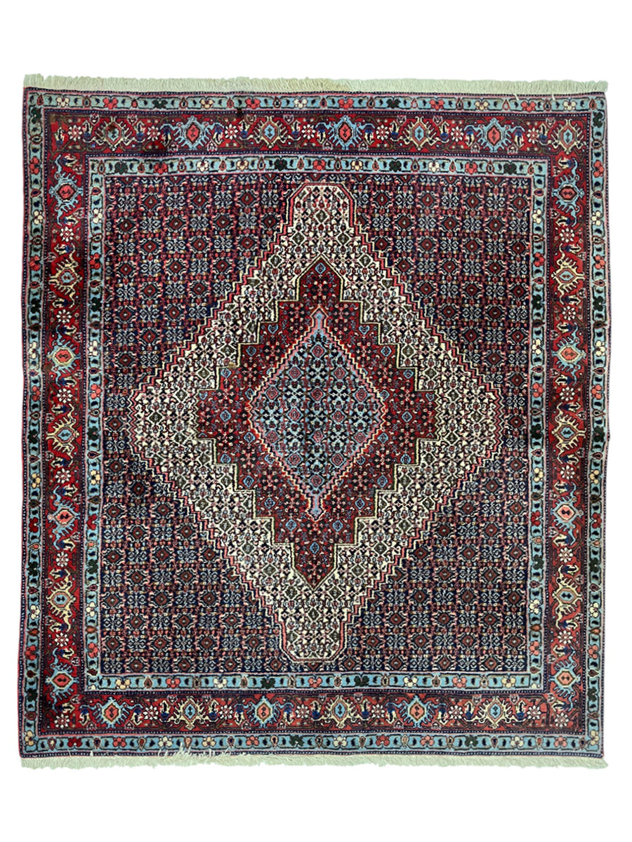 Senneh Persian  Vintage Hand Knotted Wool Rug - 150 x 130 cm