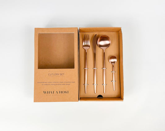 London Rose Gold Stainless Steel Cutlery Sets x16/24 pieces