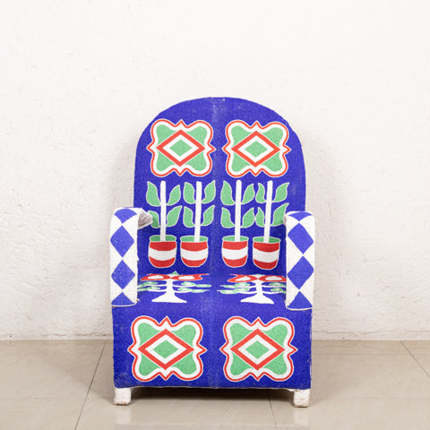 Yoruba Beaded Arm Chair Set of 2 | Blue-1