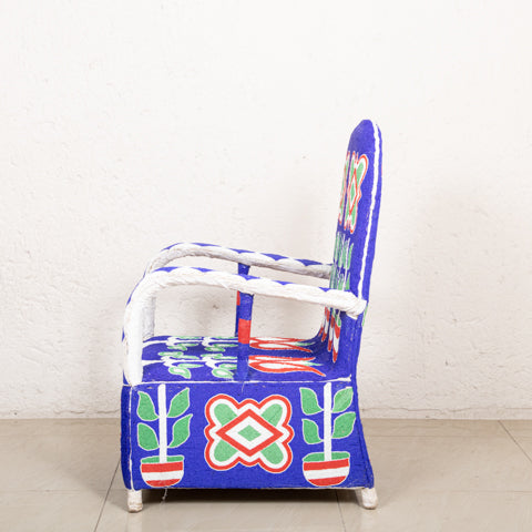 Yoruba Beaded Arm Chair Set of 2 | Blue-2