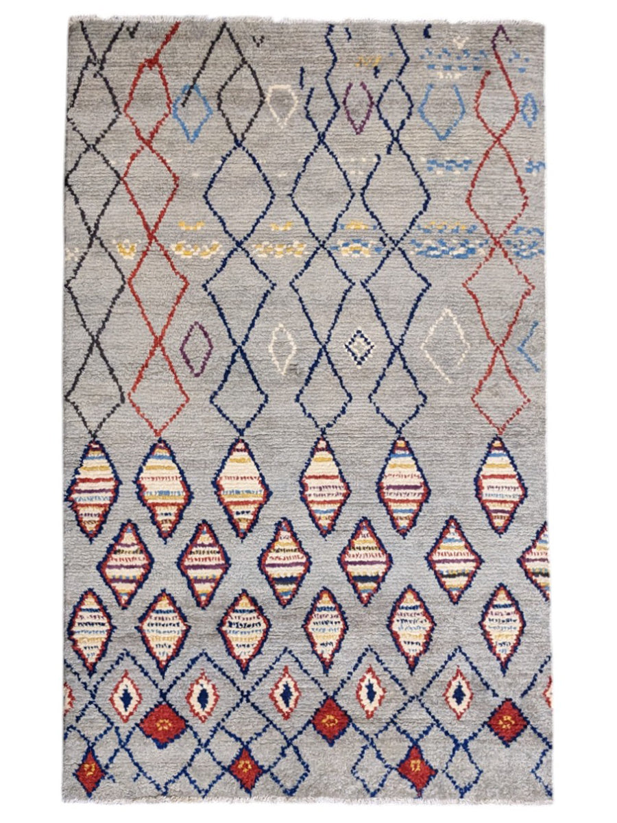 Parallax -  Moroccan Hand Knotted Multicolor Geometric Berber Wool Rug | 244 x 162 cm