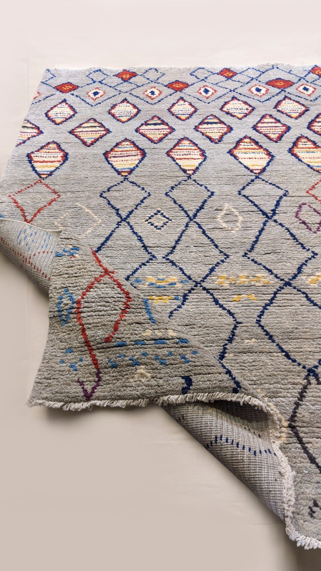 Parallax -  Moroccan Hand Knotted Multicolor Geometric Berber Wool Rug | 244 x 162 cm