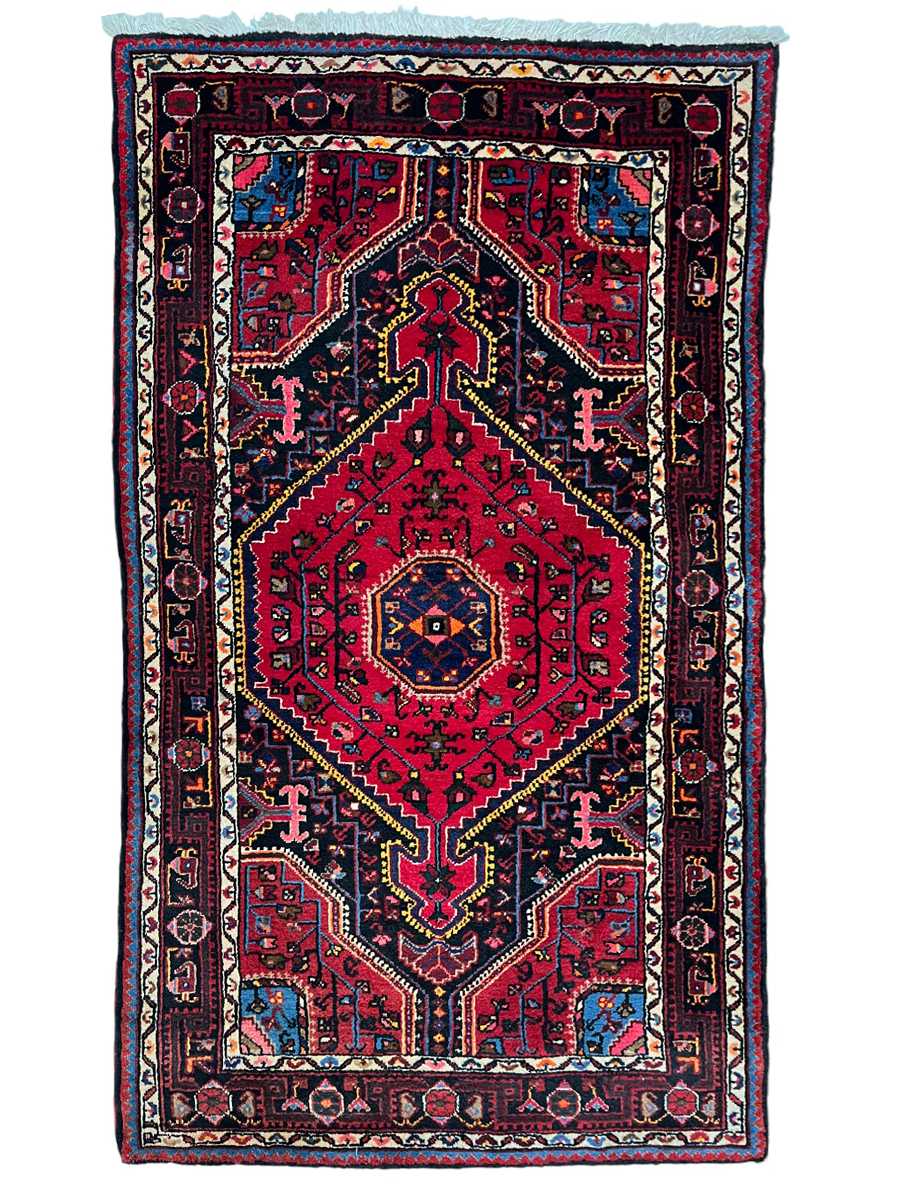 Hamadan Persian Vintage Hand Knotted Wool Rug - 175 x 110 cm