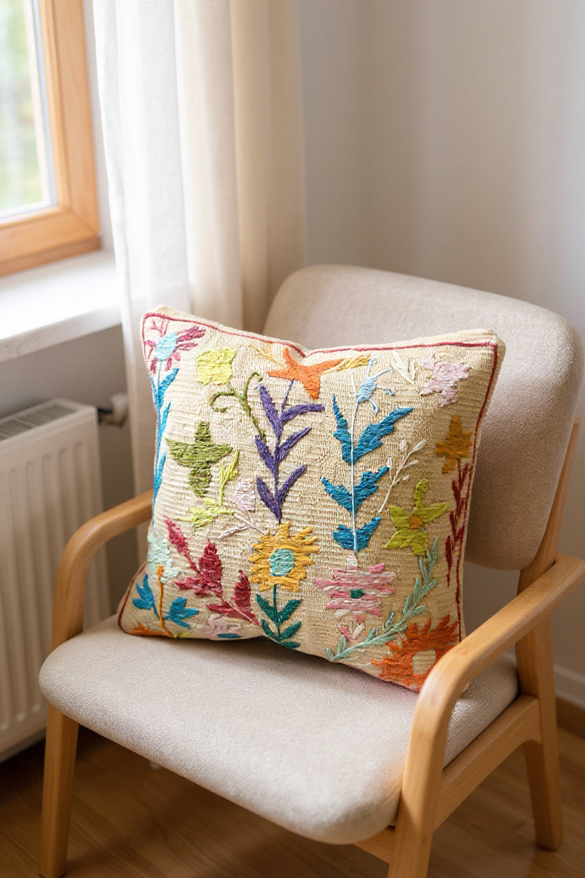 Suzani Hand Embroidered Cushion Cover - 45 x 45 cm