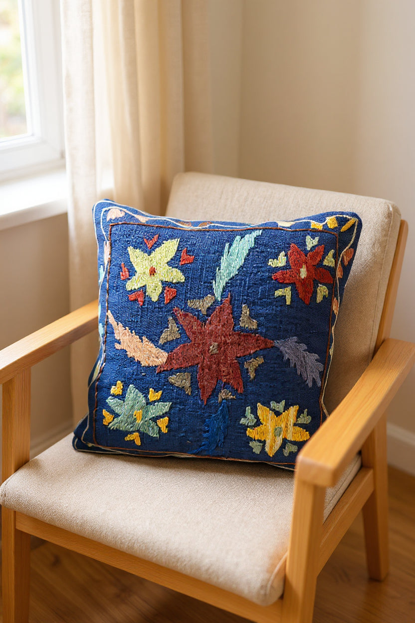 Suzani Hand Embroidered Cushion Cover - 45 x 45 cm