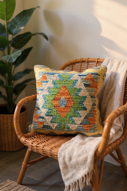 Afghan Kilim Cushion Cover - 45 x 45 cm