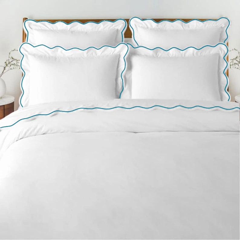 Waves - Linen Cotton Embroidered Edge Duvet Cover Sets