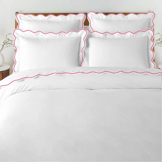Waves - Linen Cotton Embroidered Edge Duvet Cover Sets