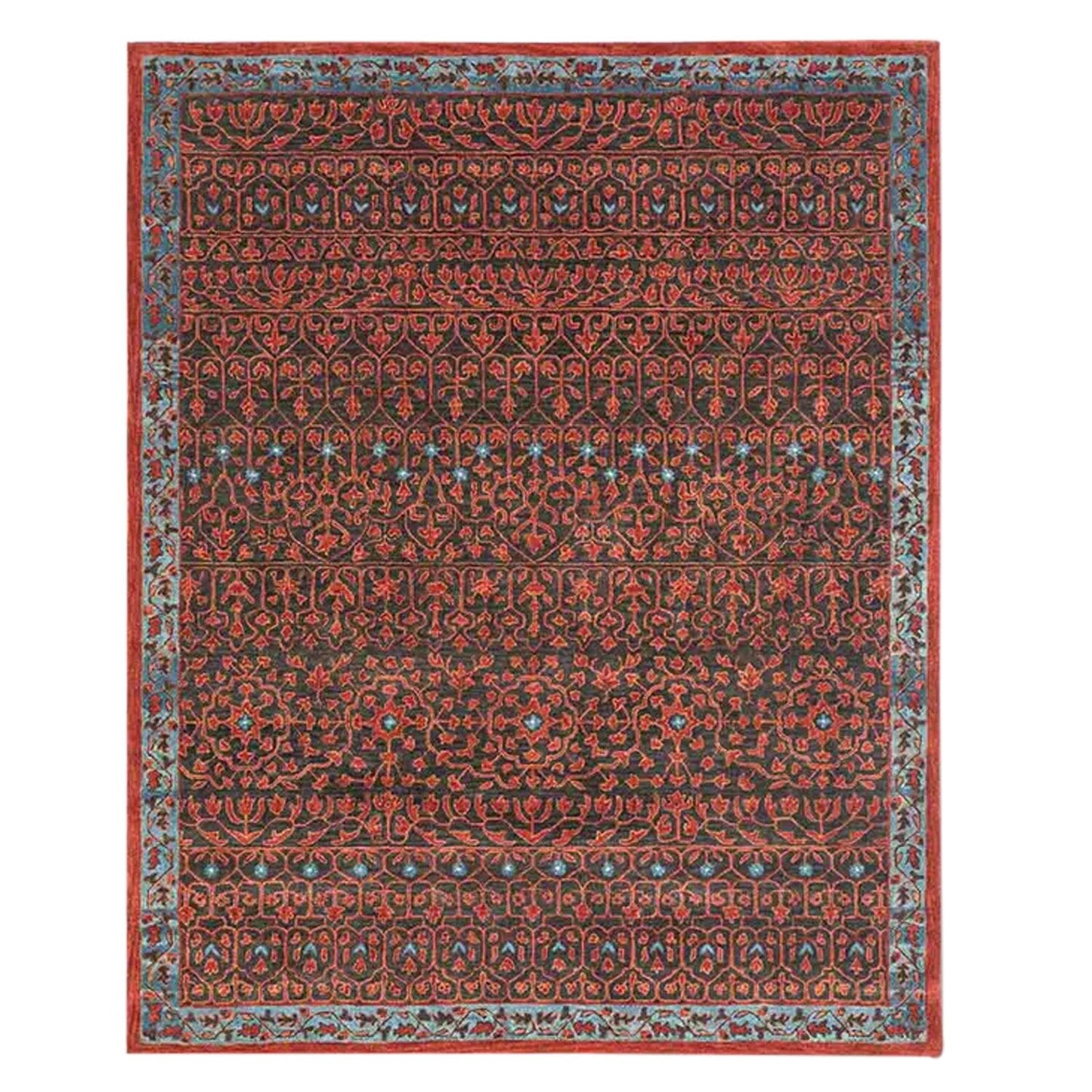Razdan - Handcrafted Rug/Carpet | Pure New Zealand Wool | Hand Tufted | High Pile | High Density | Yarn Dyed | Red, Black, Blue