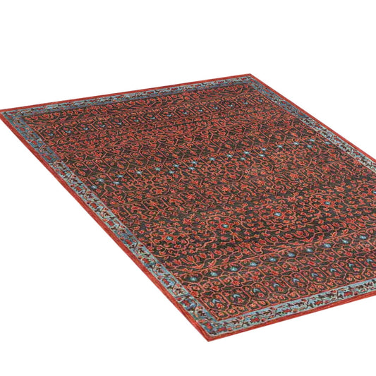 Razdan - Alfombra artesanal | Pura lana de Nueva Zelanda | Tejida a mano | Pelo largo | Alta densidad | Teñida en hilo | Rojo, negro, azul